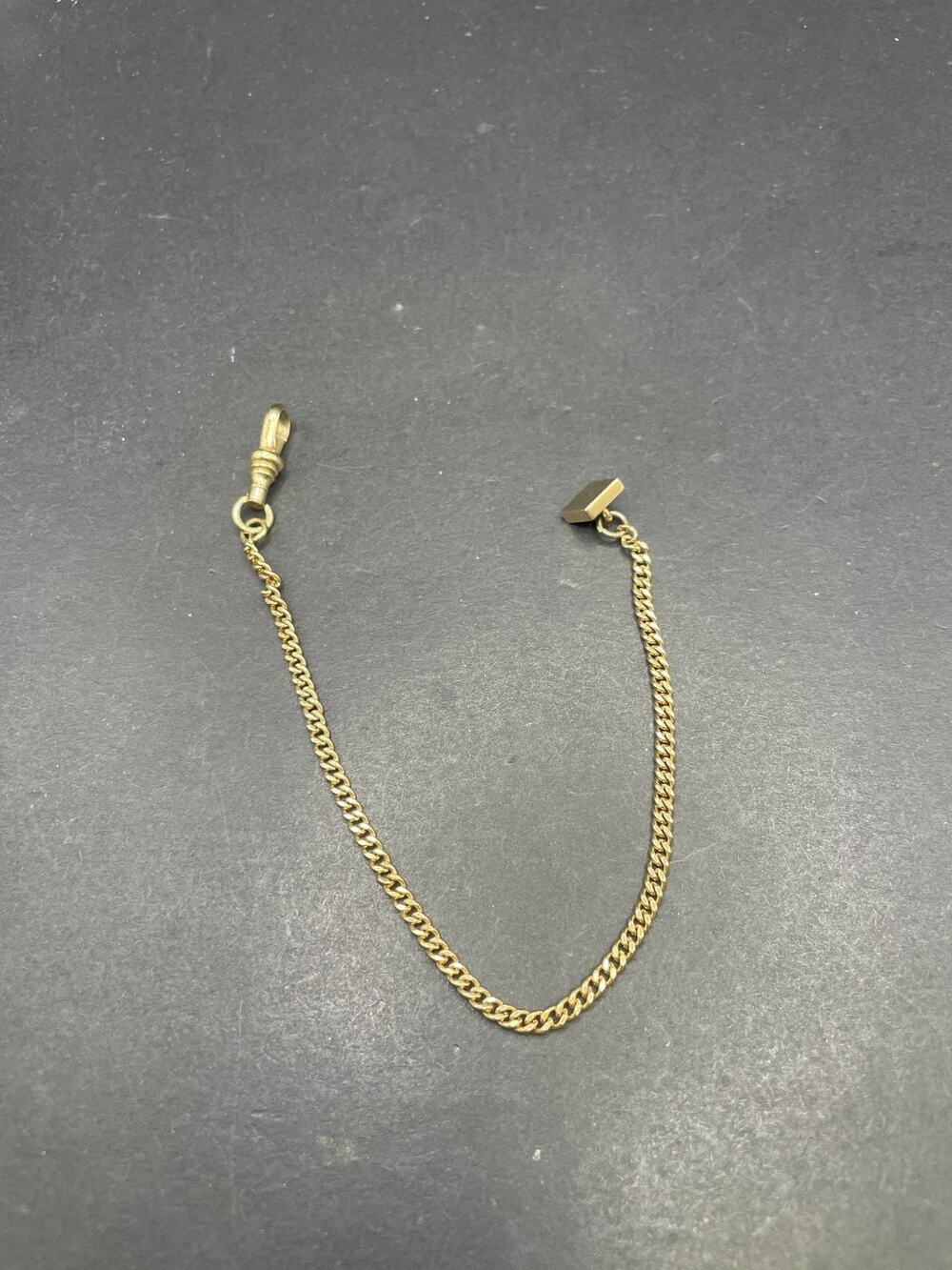 Vintage Swank Gold Tone Curb Link Pocket Watch Chain Swivel Clip Vest Fob